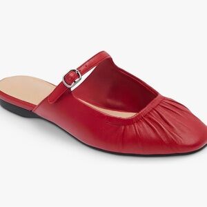Elegant Red Leather Women's Mules